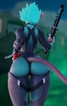 3d_(artwork) anthro big_breasts big_butt blue_hair breasts butt canid canid_demon canine cerberus_(fortnite) cerberus_(mayosplash) crossgender demon digital_media_(artwork) epic_games female fortnite gun hair hand_on_hip hellhound hi_res holding_gun holding_object holding_ranged_weapon holding_shotgun holding_weapon mammal mauve_suma mythological_canine mythological_creature mythology ranged_weapon solo tail weapon