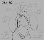 anthro azazel_(lemendigogoat) breasts cinderace english_text female gender_transformation generation_8_pokemon genitals hi_res lemendigogoat monochrome nintendo nude pokemon pokemon_(species) pussy solo text transformation