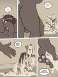 3:4 5_fingers anthro anthro_on_anthro balls big_penis bodily_fluids breasts cloves_(freckles) comic cum cum_on_face dialogue duo elephant elephantid english_text equid equine fingers freckles_(artist) genital_fluids genitals glans gynomorph gynomorph/male hand_holding hooves horse huge_penis humanoid_genitalia humanoid_penis hybrid_genitalia hybrid_penis intersex intersex/male interspecies larger_gynomorph larger_intersex male mammal medial_ring medial_ringed_humanoid_penis medial_ringed_hybrid_penis minnie_shoof penis proboscidean proboscis_(anatomy) size_difference smaller_male text trunk_(anatomy)