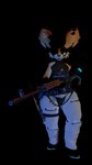 3d_(artwork) 9:16 anthro basicallydeadyeen_(jmhlup) black_hair blender_(artwork) blender_cycles blue_eyes blue_pawpads clothed clothing digital_media_(artwork) dragunov glowing glowing_eyes gun hair hi_res hobkin hobkin_redux holding_gun holding_object holding_ranged_weapon holding_weapon looking_at_viewer male mechanical_arm mechanical_leg pawpads prosthetic prosthetic_arm prosthetic_limb ranged_weapon rifle simple_background sniper_rifle solo standing tail teeth unnamed_character weapon