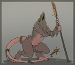 ambiguous_gender anthro belly clothing colored dlrp99 fur hi_res lance mammal melee_weapon murid murine nude polearm rat rodent simple_background skaven solo standing tail teeth warhammer_(franchise) warhammer_fantasy weapon