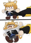 Rating: s
ID: 4739032
Date: 2024-04-23 16:50:36 -0400
Status: active
Score: 87
2022 ahoge angry animal_humanoid black_clothing black_gloves black_handwear black_legwear blonde_hair blue_bottomwear blue_clothing blue_skirt bottomwear brown_clothing brown_footwear cat_humanoid clothing colored daww digital_media_(artwork) domestic_cat duo empty_eyes featureless_hands felid felid_humanoid feline feline_humanoid felis female flailing footwear gloves hair handwear hi_res highlights_(coloring) holding_another humanoid humor inner_ear_fluff legwear looking_offscreen looking_up mammal mammal_humanoid mostly_offscreen_character motion_blur motion_lines nafan neco-arc no_pupils red_eyes sequence shaded shaking simple_background size_difference skirt solo_focus stare struggling sweater tail topwear tsukihime tuft turtleneck type-moon white_background white_inner_ear_fluff yellow_tail post #4739032