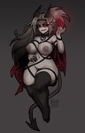 areola big_breasts breasts choker clothing demon demon_humanoid ear_piercing ear_ring female genitals hair humanoid jewelry legwear long_hair navel necklace nipples not_furry piercing pussy ring_piercing solo spade_tail tail thigh_highs twistingtoxic