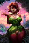 activision anthro bangs bedroom_eyes bite biting_lip breasts choker clothing covered_pussy elora faun_(spyro) female forest green_eyes hair humanoid jewelry kaislair looking_at_viewer narrowed_eyes necklace piercing pinup plant pose pubes red_hair ring ring_(jewelry) seductive solo spyro_the_dragon tree