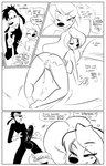 9:14 anthro black_body black_fur black_penis blush bodily_fluids border breasts canid canine canis clothed clothing comic dialogue disney domestic_dog duo english_text female fred_perry fur genital_fluids genitals goof_troop hair hi_res long_hair lucid_dreaming male male/female mammal max_goof monochrome nude partially_clothed penis pubes pussy roxanne_rover text vaginal_fluids white_border