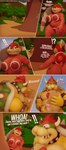 3d_(artwork) absurd_res anthro armor big_butt big_penis body_hair bowser breasts butt chest_hair chest_tuft comic dialogue digital_media_(artwork) duo english_text female genitals hi_res humanoid_genitalia humanoid_penis koopa male male/female mario_bros masturbation moorsheadfalling nintendo penis pom_pom_(mario) scalie text tuft