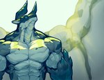 2024 2_horns abs absurd_res anthro barazoku biceps big_muscles biped blue_body blue_eyes blue_scales countershading curved_horn dragon european_mythology hi_res horn male mixterart muscular muscular_anthro muscular_male mythological_creature mythological_scalie mythology nude_anthro nude_male pecs scales scalie solo vein veiny_muscles western_dragon white_body white_countershading white_scales