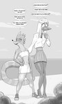 3:5 anthro avian bird black_and_white blue_jay bottomwear cartoon_network clothed clothing comic corvid crop_top crossdressing dialogue duo ear_piercing ear_ring english_text footwear hand_on_hip hi_res high_heels jackofak jay_(bird) lean_body legwear long_legs male mammal monochrome mordecai_(regular_show) new_world_jay oscine passerine piercing procyonid raccoon regular_show rigby_(regular_show) ring_piercing shirt shoes simple_background skirt sneakers speech_bubble stockings text topwear translated wig