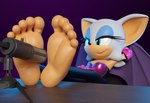 3d_(artwork) 5_toes absurd_res anthro barefoot bat bat_wings clothed clothing digital_media_(artwork) electronics feet female foot_focus hi_res humanoid_feet jony1991 mammal membrane_(anatomy) membranous_wings microphone plantigrade rouge_the_bat sega smile soles solo sonic_the_hedgehog_(series) teasing teasing_with_feet toes wings