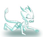 2024 5_toes all_fours anthro barefoot blue_and_white bottomwear breasts carrying_with_mouth claws cleavage clothed clothing fan_character feet female fours_(artist) gecko hi_res lizard loose_shirt monochrome plantigrade reptile scalie sega shorts skitter_the_gecko solo sonic_the_hedgehog_(series) spandex spandex_shorts tight_bottomwear tight_clothing tight_shorts toes