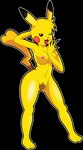 3_toes 4_fingers alexplicity alpha_channel black_outline breasts cleft_tail crossgender feet female fingers fur generation_1_pokemon hand_behind_head hi_res medium_breasts navel nintendo nipples nude nude_female one_eye_closed open_mouth outline pikachu pokemon pokemon_(species) pubes solo sparky_(pokemon) tail toes white_outline yellow_body yellow_fur