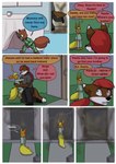 2016 anthro babystar biped canid canine canis clothing comic detailed_background dialogue digital_media_(artwork) eeveelution english_text flareon fox fur generation_1_pokemon hair hi_res hybrid jack_murdock male mammal nintendo pokemon pokemon_(species) rasile_murdock rodent sciurid shirt standing text topwear tree_squirrel wolf young zeezee_murdock