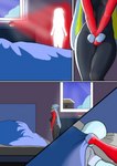 anthro bed bedding blanket blanket_grab breasts comic duo faceless_character faceless_male female fur furniture generation_8_pokemon hi_res human in_heat inside lagomorph leporid male male/female mammal night nintendo noconcession pokeball pokemon pokemon_(species) rabbit raboot red_body red_fur sleeping window