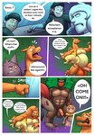 after_transformation anthro balls big_balls biped bite black_body black_fur bodily_fluids brown_body brown_skin butt charizard clothed clothing comic dialogue doost dragon english_text fingers fur generation_1_pokemon generation_2_pokemon generation_5_pokemon generation_8_pokemon gengar genitals green_background group grunt_(pokemon) hair hat headgear headwear hi_res huge_balls human male male/male mammal muscular muscular_male mythological_creature mythological_scalie mythology navel nintendo nude open_mouth orange_body orange_skin orange_tail pecs pokemon pokemon_(species) purple_body purple_eyes purple_skin quilava red_eyes rillaboom rocket_grunt scalie scrafty simple_background speech_bubble standing tail team_rocket tears teeth text white_hair wings yellow_body yellow_skin zoroark