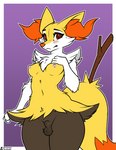 2024 3_fingers alternate_version_at_source animal_genitalia anthro areola artist_name balls belly big_eyes big_tail black_balls black_body black_eyebrows black_fur black_legs black_lips black_sheath black_skin black_tuft blush blush_lines border braixen breasts bruhsugga cheek_tuft chest_tuft curvy_anthro curvy_figure curvy_gynomorph curvy_intersex darkened_balls darkened_genitalia digital_media_(artwork) dipstick_tail dotted_background ear_tuft embarrassed english_text eyebrows eyelashes facial_tuft fingers flat_colors fluffy fluffy_tail fox_tail frown frowning_at_viewer fur furaffinity furaffinity_logo generation_6_pokemon genitals glistening glistening_eyes gradient_background gynomorph hand_on_breast hand_on_chest head_tuft hi_res hourglass_figure hourglass_figured_anthro hourglass_figured_gynomorph hourglass_figured_intersex inner_ear_fluff intersex lips looking_at_viewer markings navel nintendo nipples no_shading nude nude_anthro nude_intersex orange_inner_ear orange_inner_ear_fluff orange_nose orange_tail_tip orange_tuft outline pattern_background paws pink_areola pink_blush pink_nipples pokemon pokemon_(species) pose presenting presenting_balls presenting_breasts presenting_genitalia presenting_sheath pupils purple_background raised_arm red_eyes red_pupils sheath shy simple_background slim small_areola small_balls small_breasts small_nipples small_sheath small_waist solo standing stick stick_in_tail tail tail_markings text thick_eyelashes thick_thighs tuft twitter twitter_handle twitter_logo warm_colors white_arms white_border white_fingers white_hands white_head white_neck white_outline white_paws white_tuft wide_hipped_anthro wide_hipped_gynomorph wide_hipped_intersex wide_hips yellow_belly yellow_body yellow_breasts yellow_chest yellow_ears yellow_fur yellow_head yellow_tail yellow_tuft