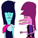 2021 4_fingers ambiguous_gender beavis beavis_and_butt-head blue_body blue_hair blue_skin butt-head clothed clothing deltarune dinosaur duo fingers hair human kris_(deltarune) kris_where_are_we mammal meme pink_body pink_hair pink_skin prehistoric_species reptile scalie simple_background style_emulation susie_(deltarune) tanimationllc teeth undertale_(series) white_background yellow_sclera yellow_teeth