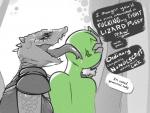 2020 ?_face anon anthro argonian bethesda_game_studios bodily_fluids cokesero deeja denied dialogue dirty_talk duo english_text face_lick female forked_tongue green_body horn human licking long_tongue male male/female mammal microsoft profanity propositioning saliva scalie sharp_teeth skyrim teeth text the_elder_scrolls tongue tongue_out