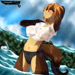 1:1 ambiguous_gender anthro bathing bear big_breasts big_tail black_body black_clothing black_fur black_hair black_panties black_underwear blush breasts brown_body brown_fur clothing countershading detailed_background dripping duo evan_harrey eyes_closed female female_focus fur gloves_(marking) hair half_submerged kari_koi leg_markings light looking_at_another mammal markings mustelid nipple_outline orange_hair otter panties partially_submerged peeping plant portrait raining raised_arm river shirt short-faced_bear showering shrub sinktember sinktember_2024 snorkel socks_(marking) solo_focus spectacled_bear sunlight sunshower tail tail_markings tan_body tan_countershading thick_tail three-quarter_portrait topwear translucent translucent_clothing ucu_harrey ucumar underwear voyeur wet wet_body wet_clothing whisker_spots white_body white_clothing white_countershading white_shirt white_topwear