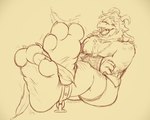 3_toes anthro asgore_dreemurr bound bovid caprine chain claws feathers feet foot_fetish foot_focus goat hands_tied laugh male mammal rope solo teddypaws tickle_torture tickling toe_claws toes undertale_(series)