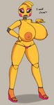 2020 5_fingers animatronic anthro areola avian avian_feet beakless big_breasts bird black_sclera breasts camel_toe chicken clothing curvy_figure digital_media_(artwork) english_text female fingers five_nights_at_freddy's five_nights_at_freddy's_2 footwear freepancakes galliform gallus_(genus) glistening_eyelids hi_res high_heels huge_breasts looking_at_viewer machine mule_heels nipples non-mammal_breasts open_mouth panties phasianid robot scottgames sharp_teeth shoes simple_background solo teeth text toy_chica_(fnaf) underwear wedge_(footwear) wide_hips