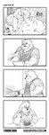 2020 absurd_res american_black_bear anthro apron bear bed bedding black_bear blanket clothing comic cooking cute_fangs delivery_bear_service eyewear fangs food furniture glasses hi_res hungry kamui_shirow kermo_(kamui_shirow) kermode_bear male mammal overweight overweight_anthro overweight_male pancake pillow shirt solo teeth tired topwear ursine