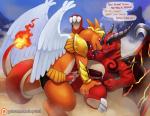 anal anal_penetration animal_genitalia anthro armor asmodeus_(haychel) bodily_fluids brother_(lore) brothers_(lore) butt charizard clothing cum cum_in_ass cum_inside dialogue dragon duo english_text entwined_tails erection fire from_front_position generation_1_pokemon genital_fluids genital_slit genitals haychel heart_symbol incest_(lore) kissing looking_at_another looking_at_partner lying male male/male male_penetrated male_penetrating male_penetrating_male missionary_position mythological_creature mythological_scalie mythology nintendo nude on_back patreon patreon_logo penetration penis pokemon pokemon_(species) precum raziel_(haychel) scalie semi-anthro sex sibling_(lore) smile speech_bubble spread_legs spreading tail tail_coil tattoo text underwear url wings