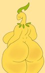 2024 anthro bayleef big_breasts big_butt breasts butt elemental_creature female flora_fauna generation_2_pokemon hi_res ikiki nintendo nude nude_female plant pokemon pokemon_(species) pokemorph portrait rear_view solo standing three-quarter_portrait voluptuous_female yellow_body