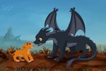 2016 2_horns 3_toes 4_toes artist_name black_body black_eyebrows black_kitty black_scales black_tail blue_sky brown_tail_tuft claws colored dated day digital_drawing_(artwork) digital_media_(artwork) disney dragon duo english_description european_mythology eyebrows fangs feet female feral field fur grass green_eyes grey_body grey_claws grey_horn grey_scales grey_spines grey_tongue grey_wings hi_res horn kiara_(the_lion_king) larger_feral long_tail multicolored_body multicolored_scales mythological_creature mythological_scalie mythology open_mouth outside paws pink_nose plant pride_rock quadruped red_eyes scales scalie shaded size_difference sky smaller smaller_feral spines standing tail tail_tuft tan_body tan_fur teeth the_lion_king toe_claws toes tongue tuft two_tone_body two_tone_scales western_dragon wings yellow_body yellow_fur yellow_sclera yellow_tail young young_female young_feral