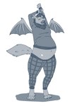 belly blue_and_white bottomwear clothing cudacore hi_res male monochrome navel pants pregnant pregnant_male stretching sweater topwear vin_the_bat