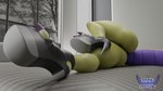 16:9 3d_(artwork) absurd_res anthro bed bedroom butt claws clothed clothing digital_media_(artwork) dragon feet female foot_focus footwear furniture green_body green_scales hi_res high_heels inside juna_june_(lizzyglizzy) lizzyglizzy lying lying_on_bed mythological_creature mythological_scalie mythology on_bed scales scalie shoes solo tail thick_thighs toe_claws widescreen