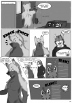 anthro blackmailz canid canine canis clock clothing comic dialogue domestic_dog english_text felid fur gray_(blackmailz) hector_(blackmailz) hi_res male mammal monochrome nude pantherine tail text tiger