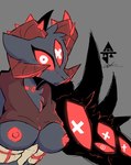 Rating: e
ID: 5595018
Date: 2025-05-24 13:33:35 -0400
Status: active
Score: 18
2021 anthro areola arm_spikes big_breasts black_body black_fur bovid breasts brown_clothing caprine clothing eyelashes eyes_on_arms female fur goat grey_background hi_res horn looking_at_viewer mammal multi_eye nipples red_areola red_horn red_nipples red_sclera sakanagashima signature simple_background snout solo spikes spikes_(anatomy) white_eyes post #5595018