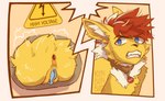 absurd_res andromorph anthro bodily_fluids butt butt_focus collar collar_tag comic comic_panel duo eeveelution electricity electrogenesis fan_character from_behind_position generation_1_pokemon glory_wall hi_res immobile intersex jolteon jolteon_(kittybittybuns) kittybittybuns name_on_collar nintendo penetration pokemon pokemon_(species) public_use sex solo solo_in_panel vaginal vince_(kittybittybuns) white_electricity