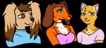 alpha_channel alternate_form american_shorthair anthro anthrofied bird_dog blue_eyes breasts brown_eyes bust_portrait canid canine canis choker cleavage clothed clothing collarbone dachshund domestic_cat domestic_dog eyelashes felid feline felis female floppy_ears fluffy fur fur_markings green_eyes group hasbro head_tuft heterochromia hunting_dog jewelry klownnyy littlest_pet_shop littlest_pet_shop:_popular lps_525 lps_575 lps_675 mammal markings necklace orange_body orange_fur pink_nose portrait savannah_reed shirt smile snout spaniel sweater t-shirt tan_body tan_fur tank_top topwear trio tuft turtleneck yellow_body yellow_fur