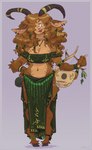 anthro bard big_breasts breasts clothed clothing digital_media_(artwork) dungeons_and_dragons female fur hasbro hi_res hooves jude_(artist) lyre musical_instrument petal_(coraline_brown) plucked_string_instrument satyr simple_background smile solo string_instrument wizards_of_the_coast