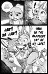 2017 aloha_shirt anthro borba canid canine clothed clothing comic disney duo english_text female fox fur hi_res judy_hopps lagomorph leporid male mammal monochrome nick_wilde pattern_clothing pattern_shirt pattern_topwear pregnant rabbit red_fox shirt text topwear true_fox zootopia