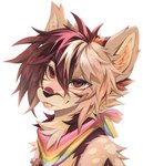 2022 ambiguous_gender anthro bitterk4t blep canid canine chest_tuft cute_fangs digital_drawing_(artwork) digital_media_(artwork) fur hair hi_res inner_ear_fluff lgbt_pride mammal markings neck_tuft pride_colors rainbow_flag rainbow_pride_flag rainbow_symbol simple_background solo spots spotted_body spotted_fur tan_body tan_fur tongue tongue_out tuft white_background