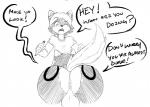 anthro anus bent_over big_butt bulge butt canid canine canis clothing desi domestic_dog duke_(thecon) duo femboy male mammal marker monochrome sibling_(lore) thecon thick_thighs thong underwear wide_hips