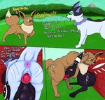 animal_genitalia animal_penis anus balls canine_genitalia canine_penis cumporeon digital_media_(artwork) doggystyle eevee eeveelution english_text fellatio feral feral_on_feral from_behind_position generation_1_pokemon generation_2_pokemon genital_slit genitals group male male/male nintendo oral oral_doggystyle penile penis pokemon pokemon_(species) raised_tail sex sheath speed_lines tail tail_anus text thick_tail through_wall trio umbreon vaporeon vulnec