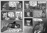 absurd_res anthro asking asking_another asking_if_serious asking_what canid canine canis clothed clothing comic confirming_identity dialogue digital_media_(artwork) directional_arrow dobermann domestic_dog duo english_text felid female fur guitar halcyon_(series) hi_res information_label laugh lion lost_andsafe male male/female mammal monochrome musical_instrument name_drop name_in_dialogue open_mouth pantherine partial_line_speech_bubble pinscher plucked_string_instrument question questioning_tone quinlan_(halcyon) sad smile speech_bubble string_instrument tag_question talking_to_another text vehicle wendover_(halcyon) yes-no_question