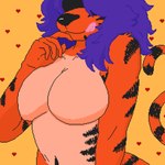 1:1 absurd_res anthro big_breasts breasts digital_media_(artwork) featureless_breasts felid female half_body hi_res licking licking_lips mammal nude pantherine pixel_(artwork) priipit solo tiger tongue