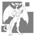 2024 absurd_res anthro big_breasts big_ears black_kek bottomwear breasts clothed clothing deadlock digital_media_(artwork) digitigrade eyelashes facial_piercing fangs female fingers gargoyle grey_background grey_hair grey_sclera hair hand_in_pocket headgear headwear hi_res ivy_(deadlock) membrane_(anatomy) membranous_wings navel nose_piercing nose_ring open_mouth pants pasties pattern_clothing pattern_headgear pattern_headwear piercing pockets pupils ring_piercing septum_piercing septum_ring short_hair simple_background slit_pupils solo spiked_tail spikes spikes_(anatomy) suspenders suspenders_on_nipples suspenders_pull tail tail_ridge teeth thick_thighs topless valve white_background white_eyes wide_hips wings