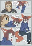 absurd_res canid canine comic dialogue duo dyn_(character) eyewear female fox fur glasses green_eyes hair hi_res korean_text male male/female mammal multicolored_body multicolored_fur nangnam text translation_request yel_(character)