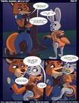 anthro canid canine clean_diaper clothed clothing comic costume dialogue diaper diaper_under_clothing diaper_under_onesie disney english_text female fox fur green_eyes grey_body grey_fur group judy_hopps lagomorph leporid male mammal nick_wilde night object_in_mouth onesie orange_body orange_fur outside pacifier pacifier_in_mouth paddedulf paws police police_uniform purple_eyes rabbit red_fox text true_fox uniform url wearing_diaper zootopia