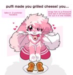 Rating: s
ID: 4894214
Date: 2024-07-03 04:07:50 -0400
Status: active
Score: 96
2024 absurd_res all_fours ambiguous_gender anthro bell blush blush_lines bread canid canine cheese clothing collar cute_fangs dairy_products digital_media_(artwork) domestic_cat english_text eye_through_hair fangs felid feline felis fluffy food fox fur grilled_cheese hair heart_symbol hi_res hybrid jingle_bell legwear looking_at_viewer male_(lore) mammal multicolored_body multicolored_fur multicolored_hair paws pinkpoffinz puffi_(pinkpoffinz) sandwich_(food) solo tail teeth text thigh_highs toast translucent translucent_hair whiskers post #4894214