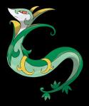 absurd_res alpha_channel ambiguous_gender feral frown generation_5_pokemon green_body hi_res ken_sugimori looking_down nintendo official_art pokemon pokemon_(species) red_eyes reptile scalie serpentine serperior simple_background solo transparent_background white_body