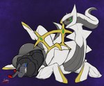 animal_genitalia animal_penis anthro arceus big_penis bodily_fluids cock_vore duo equine_genitalia equine_penis feral gale_(nightingale_sarraja) generation_4_pokemon generation_5_pokemon genital_fluids genitals head_first hi_res huge_penis hyper hyper_genitalia hyper_penis larger_pred leaking_precum legendary_pokemon lying male male/male nevan_nedall_(colorist) nintendo on_side partially_inside penetration penile penis pokemon pokemon_(species) precum raised_hindleg raised_leg reubarbpie size_difference smaller_prey third-party_edit urethral urethral_penetration vore willing_prey zoroark