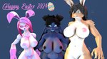 16:9 2024 3d_(artwork) 5_fingers ?! anthro areola atoastedorange big_areola big_breasts big_ears black_hair blue_background blue_body blue_eyes blue_fur breasts brown_body brown_fur butt butt_grab caroline_parker_(kaitou3d) curvy_figure digital_media_(artwork) domi_(domibun) easter ellipsis english_text facial_scar female female/female fingers floppy_ears fur grey_eyes grope group hair hand_on_butt hi_res holiday_message holidays huge_areola izumi_nomura lagomorph leporid long_ears mammal motion_lines multicolored_body multicolored_fur navel nipples nude nude_anthro nude_female petruz_(copyright) pink_body pink_eyes pink_fur pink_hair rabbit scar short_hair simple_background smile source_filmmaker_(artwork) teeth text thick_thighs trio trio_focus two_tone_body two_tone_fur voluptuous white_body white_fur wide_hipped_anthro wide_hipped_female wide_hips widescreen