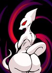 alien anthro big_butt big_ears butt crossed_arms earthbound_(series) gieeg giygas hi_res huge_butt long_ears long_tail looking_back male nanodude78 nintendo rear_view red_eyes solo standing tail thick_thighs white_body white_ears white_skin