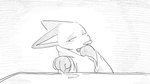 16:9 animal_crossing anthro clothing dragonweirdo felid feline female food fries furniture hand_on_chin hi_res hoodie looking_down makeup mammal markings mascara mole_(marking) monochrome nintendo olivia_(animal_crossing) scratching solo table topwear widescreen